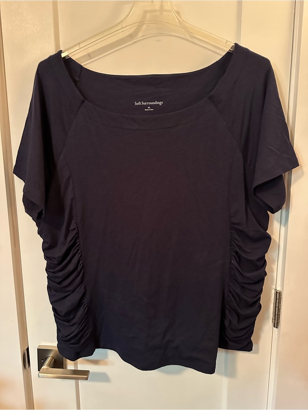 Soft Surroundings Deep Navy Side-Ruched Short Sleeve Tee